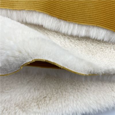 artificial fake rabbit fur animal faux fur fabric bonded strip corduary fabric