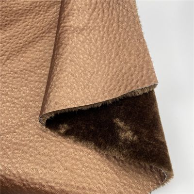 PU leather bonded faux fur shearling jacket use custom artificial fur fabric